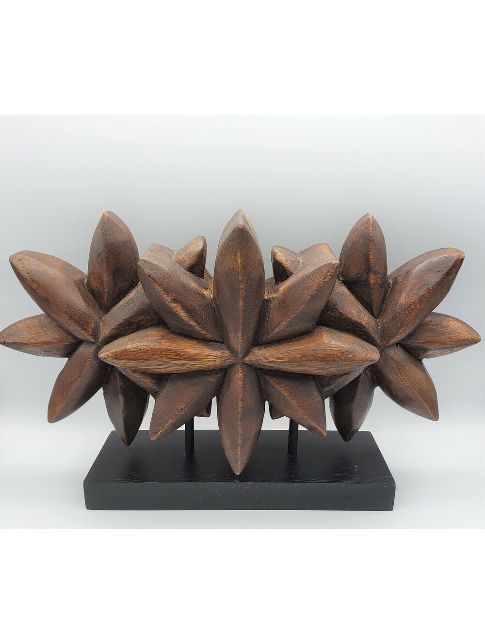 Boho Carved Wood Flowers on Stand  Home Decor by Artiques Display
